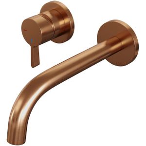 Brauer Copper Edition Wastafelmengkraan inbouw - gebogen uitloop rechts - hendel middel dik - model E2 PVD - geborsteld koper 5-GK-083-B1-65