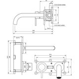 Brauer Copper Edition inbouw wastafelkraan - gebogen uitloop - rozetten - hendel 4 links - geborsteld koper PVD