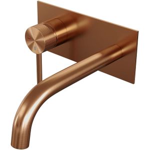 Brauer Copper Carving inbouw wastafelkraan met gebogen uitloop en ronde staaf 20x9 koper
