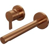 Brauer Copper Edition Wastafelmengkraan inbouw - rechte uitloop rechts - hendel middel dik - model E2 PVD - geborsteld koper 5-GK-083-S1-65