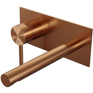Brauer Copper Edition inbouw wastafelkraan - met rechte uitloop - achterplaat - hendel 1 links - geborsteld koper PVD