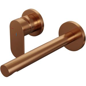 Brauer Copper Edition inbouw wastafelkraan - rechte uitloop - rozetten - hendel 3 links - geborsteld koper PVD