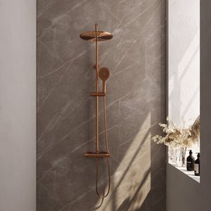 Regendoucheset opbouw brauer copper carving 30 cm thermostatisch met handdouche 3-standen geborsteld koper