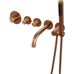 Brauer Copper Carving inbouw badkraan met staafhanddouche geborsteld koper PVD