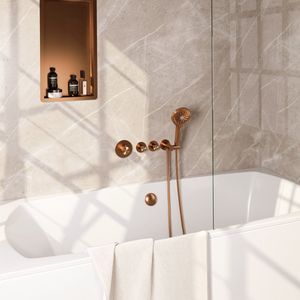 Brauer Copper Carving Inbouw Badthermostaat Met Badafvoer/vulcombinatie - 3-standen Handdouche - Geborsteld Koper PVD - Kranen - Badkranen - Inbouw
