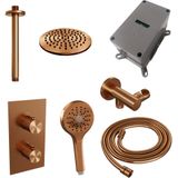 Brauer Copper Carving inbouw doucheset met ronde handdouche 3-weg 20 koper