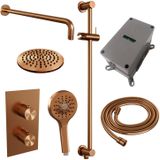 Brauer Copper Carving inbouw doucheset glijstang muurarm en ronde handdouche 3-weg 20 koper