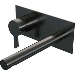 Brauer Gunmetal Edition Inbouw Wastafelkraan - Rechte Uitloop - Achterplaat - Hendel 2 Links - Geborsteld Gunmetal PVD - Messing - Kranen