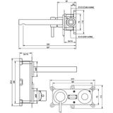 Brauer Gunmetal Edition Wastafelmengkraan inbouw - rechte uitloop rechts - hendel middel dik - model E2 PVD - geborsteld gunmetal 5-GM-083-S1-65