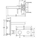 Brauer Gunmetal Edition inbouw wastafelkraan met rechte uitloop en ovale staaf 20x9 gunmetal