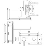 Brauer Gunmetal Edition inbouw wastafelkraan met rechte uitloop en kleine staaf 20x9 gunmetal