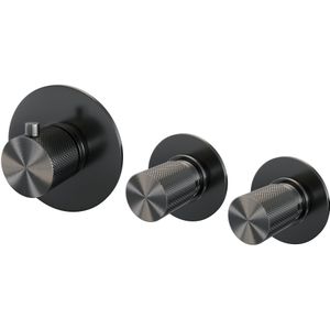 Brauer Gunmetal Carving inbouwthermostaat - met inbouwdeel - 3 carving knoppen - PVD - geborsteld gunmetal 5-GM-089