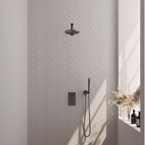 Brauer Gunmetal Carving inbouw doucheset rechte muurarm en staafhanddouche 3-weg 20 gunmetal