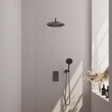 Brauer Gunmetal Carving inbouw doucheset muurarm en ronde handdouche 3-weg 30 gunmetal