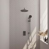 Brauer Gunmetal Carving inbouw doucheset glijstang, muurarm en ronde handdouche 3-weg 30 gunmetal