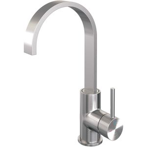 Wastafelmengkraan Brauer Brushed Carving Coldstart Opbouw Hoog Plat Gebogen Ronde Hendel Geborsteld RVS PVD PVD