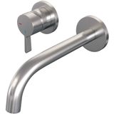 Brauer Brushed Edition Wastafelmengkraan inbouw - gebogen uitloop rechts - hendel middel dik - model E2 PVD - geborsteld RVS 5-NG-083-B1-65