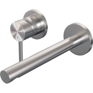 Brauer Brushed Edition ColdStart wastafelkraan inbouw rechte uitloop en rozetten model A2 RVS geborsteld PVD