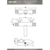 Brauer Carving - Badkraan - Geborsteld RVS PVD - Opbouw - Thermostatisch - 2 Greeps