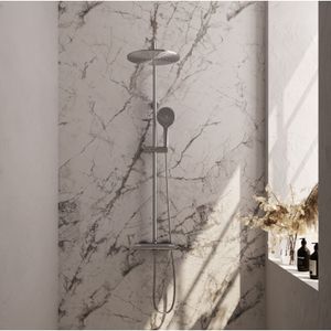 Brushed Carving thermostatische regendouche SET 04, 30 cm douchekop, 3-standen handdouche, RVS geborsteld