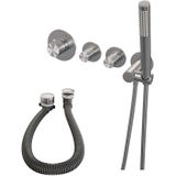 Brauer Brushed carving inbouw - douchegarnituur - 3 carving knoppen - handdouche staaf 1 stand - PVD- geborsteld RVS 5-NG-095