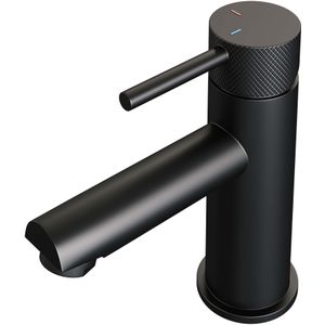 Brauer Black Carving Lage Wastafelkraan Model A Mat Zwart