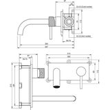 Brauer Black Carving Model A1 - Wastafelkraan - Inbouw Mengkraan - Mat Zwart - met Gebogen Uitloop en Afdekplaat
