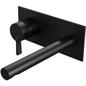 Brauer Black Edition inbouw wastafelkraan met rechte uitloop en rechte staaf 20x9 zwart