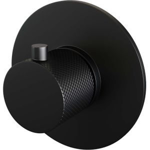 Inbouwthermostaat Brauer Black Carving met Ronde knop en Rozet Mat Zwart