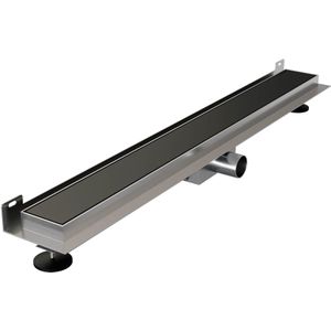 Brauer Douchegoot 80cm - met Muurflens - Zero/Tegelinlegrooster (omkeerbaar) - Mat Zwart