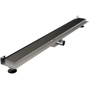 Brauer Douchegoot 100cm - met Muurflens - Zero/Tegelinlegrooster (omkeerbaar) - Mat Zwart