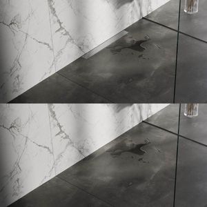Douchegoot Brauer Geborsteld RVS Muur Montage Inclusief Vloerflens 60x7 cm Zero Tegelinlegrooster Omkeerbaar