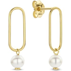 Isabel Bernard Belleville Luna 14 karaat gouden oorknoppen met zoetwaterparel voor dames