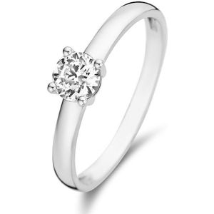 Isabel Bernard Saint Germain Soleil 14 karaat witgouden ring met zirkonia steentje voor dames
