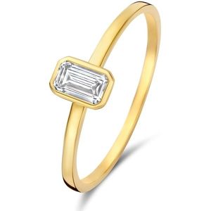 Isabel Bernard Baguette Genevieve 14 karaat gouden ring met witte zirkonia steen voor dames