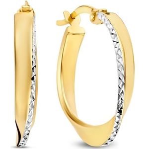 Isabel Bernard Rivoli Laura 14 karaat gouden oorringen met diamond cut (15.5 mm) voor dames