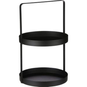 Etagere/dienblad - 2-laags - metaal - zwart - H41 x D25 cm - Etageres