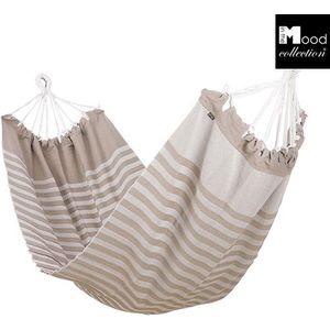 Mica Decorations Hangmat - L230 x B120 cm - Beige gestreept