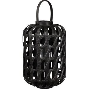 Mica Decorations Helios Windlicht - H49 x Ø31 cm - Gerecycled Polyester - Zwart