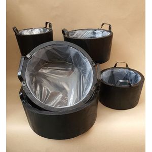 J design Bloempot zwart, set van 5 , H13.5 x D35.5cm