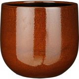 Mica Decorations Plantenpot/bloempot keramiek terra bruin glans/spotted D29/H25
