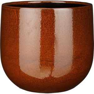 Mica Decorations Plantenpot/bloempot keramiek terra bruin glans/spotted D29/H25