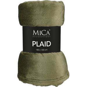 Mica Decorations - Famke - Fleece Plaid - Donkergroen - L180 x B130 cm