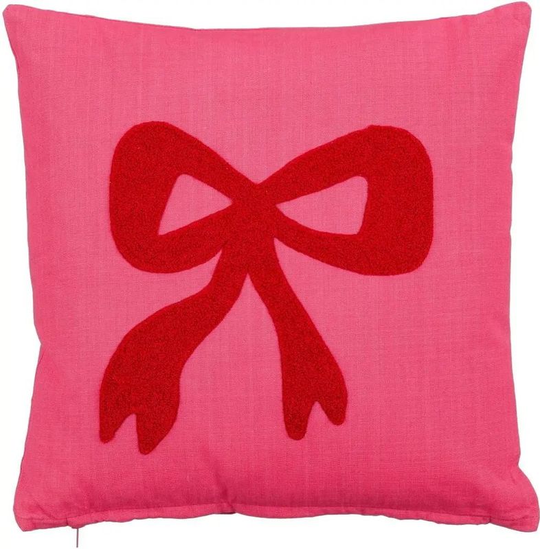 Mica Decorations - Sierkussen Bow - Roze - 45 x 45 cm