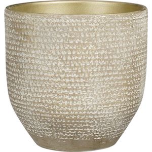 Mica Decorations - Carrie - Plantenpot - Terracotta - Champagne/Wit - Relief Flakes