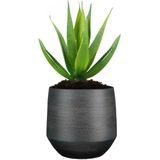 Mica Decorations Plantenpot/bloempot - terracotta - zwart - relief patroon - D37 x H34