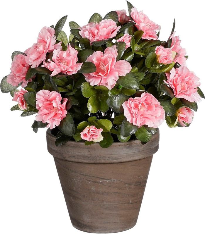 Mica Decorations - Azalea - Kunstplant - Perzik - 31 cm - in Pot
