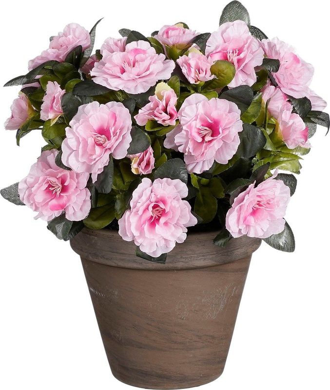Mica Decorations Azalea Kunstplant in Bloempot Stan - H31 x Ø26 cm - Roze