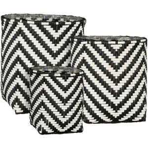 Mica Decorations - Merlijn - Plantenmanden - Zwart-Wit - Gerecycled Plastic