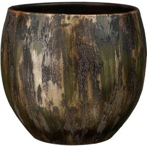 Mica Decorations Roel Bloempot - 28x28x28 cm - Terra - Donkergroen
